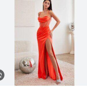 Cinderella Divine BEADED FITTED CORSET SATIN GOWN -  Size 6